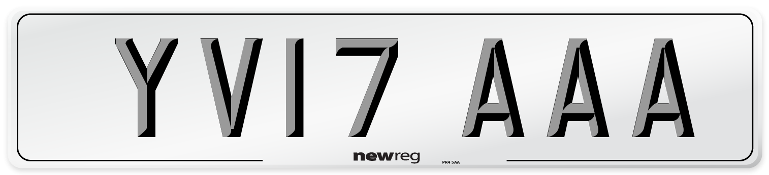 YV17 AAA Number Plate from New Reg